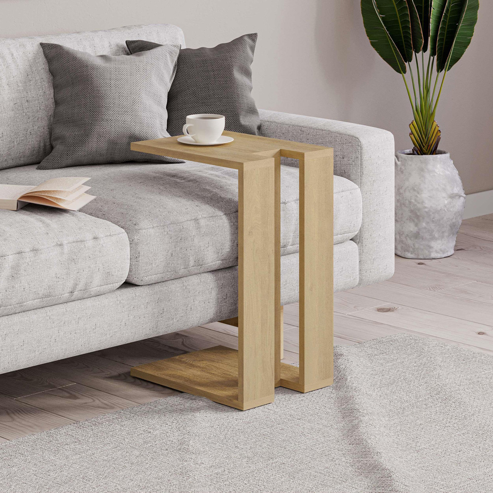 Decortie Muju Oak C Shape Side Table Image 5