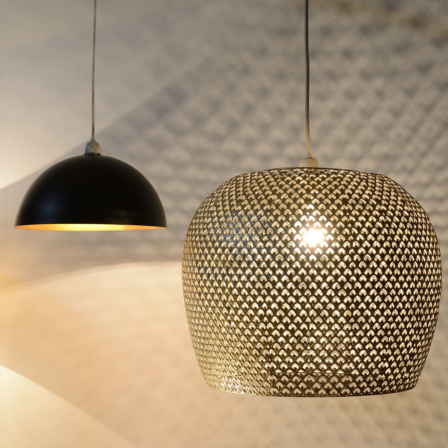 Moroccan Gold Cut Out Dome Shade Metal Pendant Light Image 2