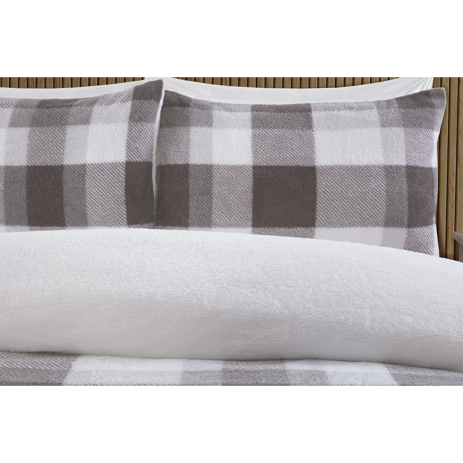 Teddy Fleece Duvet Set - Charcoal  / King Image 2