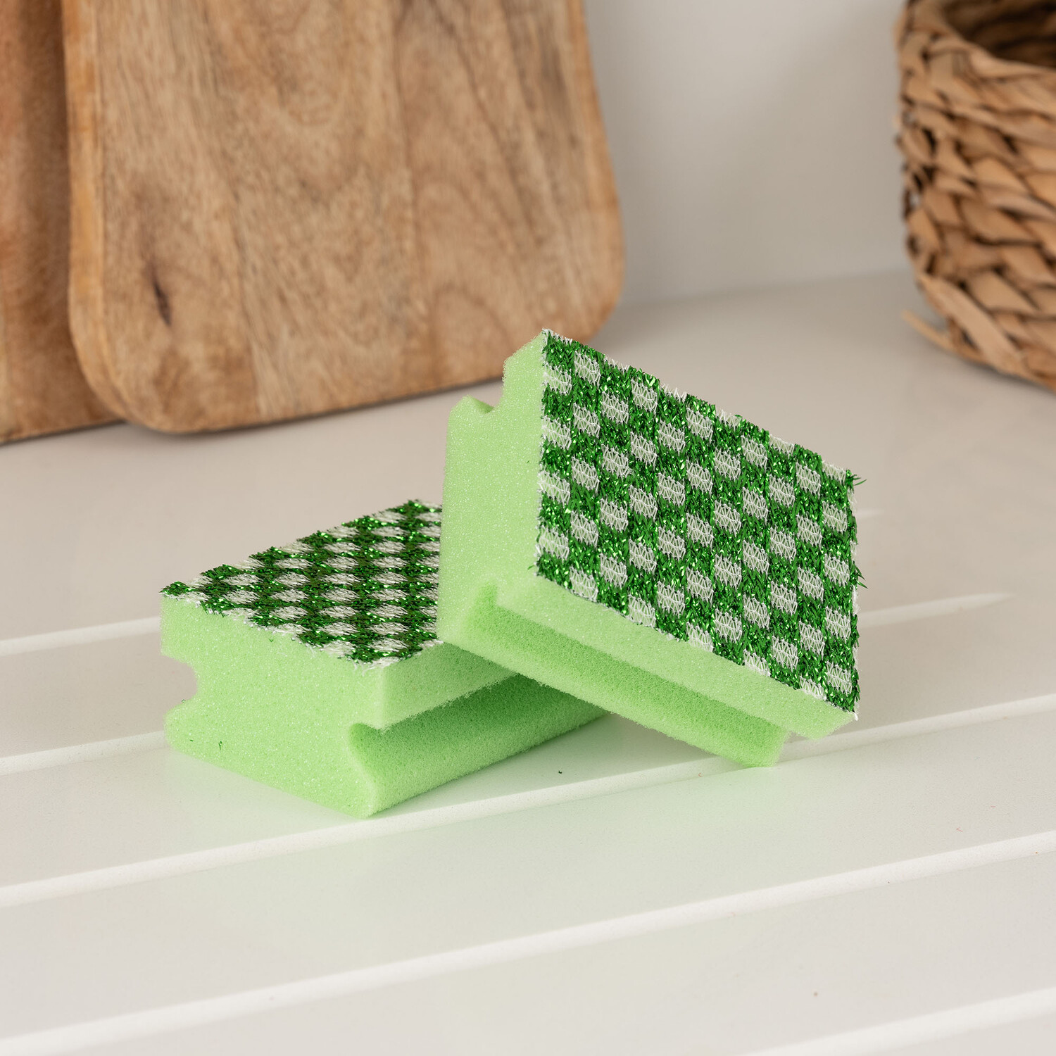 Pack of 2 Fairy Max Power Sponge Scourers Green Image 3