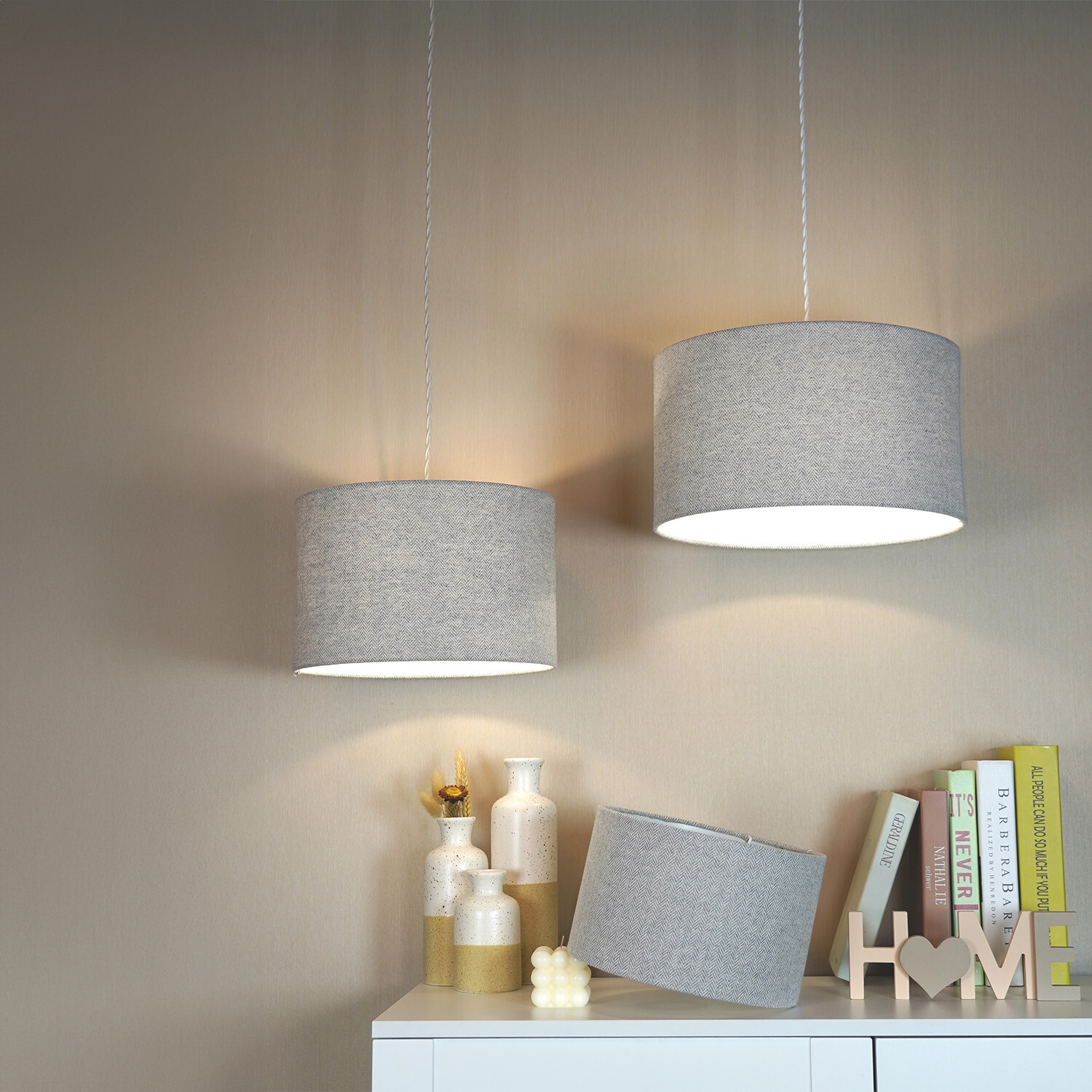 Woven Drum Shade - Grey / 30cm Image 5