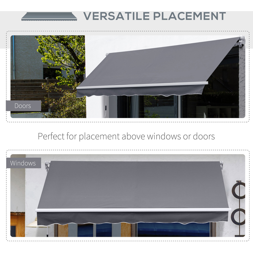 Outsunny Grey Manual Retractable Awning 3 x 2.5m Image 5