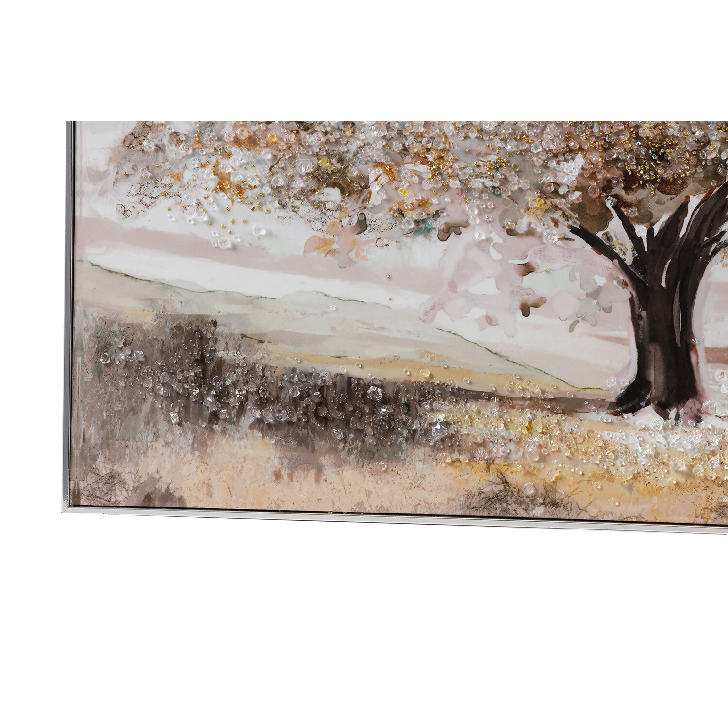Muted Pastel Tree Embellished Wall Art - Natural Image 3
