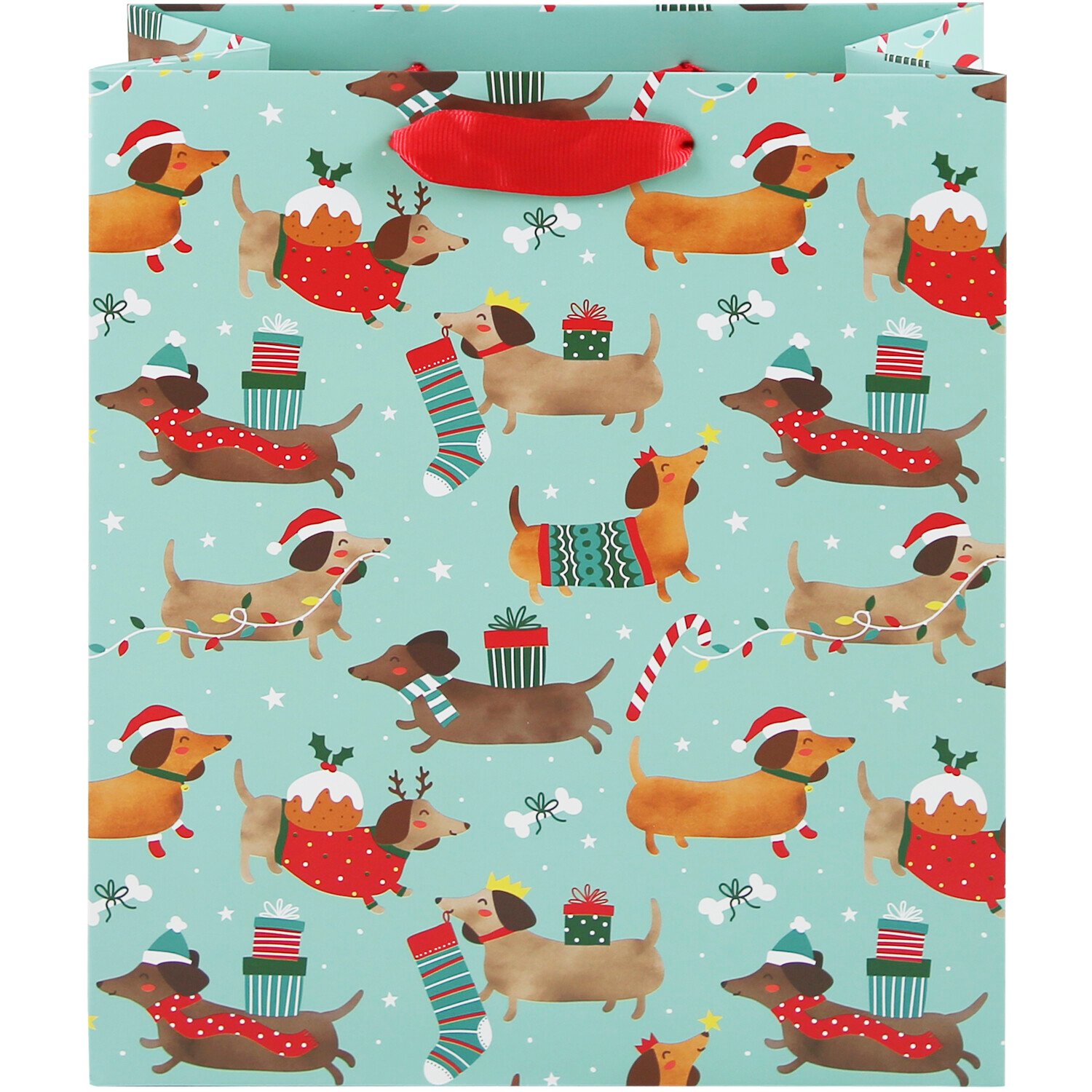 Dachshund Christmas Gift Bag - Blue Image 2