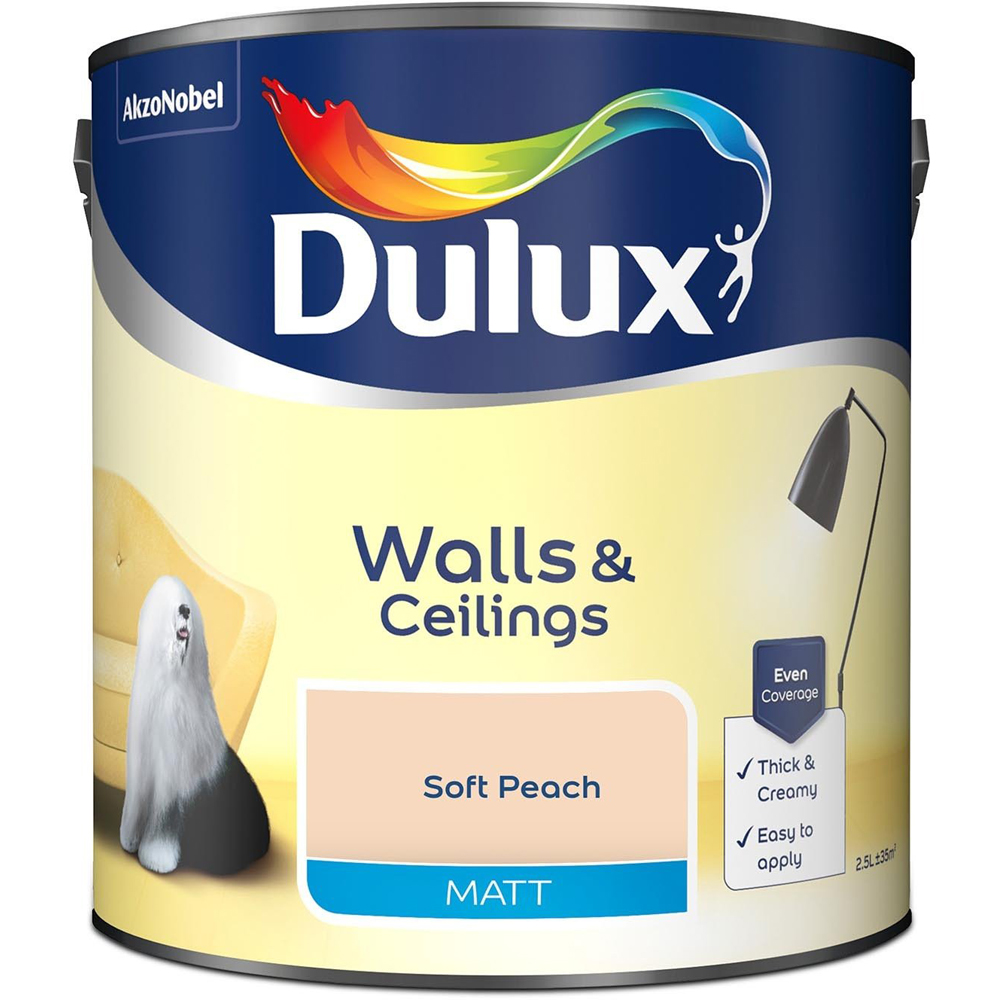 Dulux Walls & Ceilings Soft Peach Matt Emulsion Paint 2.5L Image 2