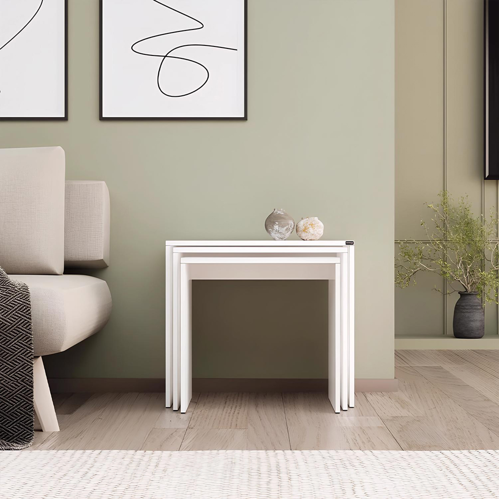 FWStyle White Scratch Resistant Nest of Tables Set of 3 Image 5