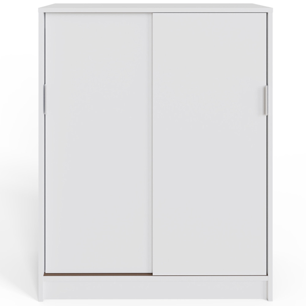 GFW Leighton 2 Sliding Door White Shoe Cabinet Image 3