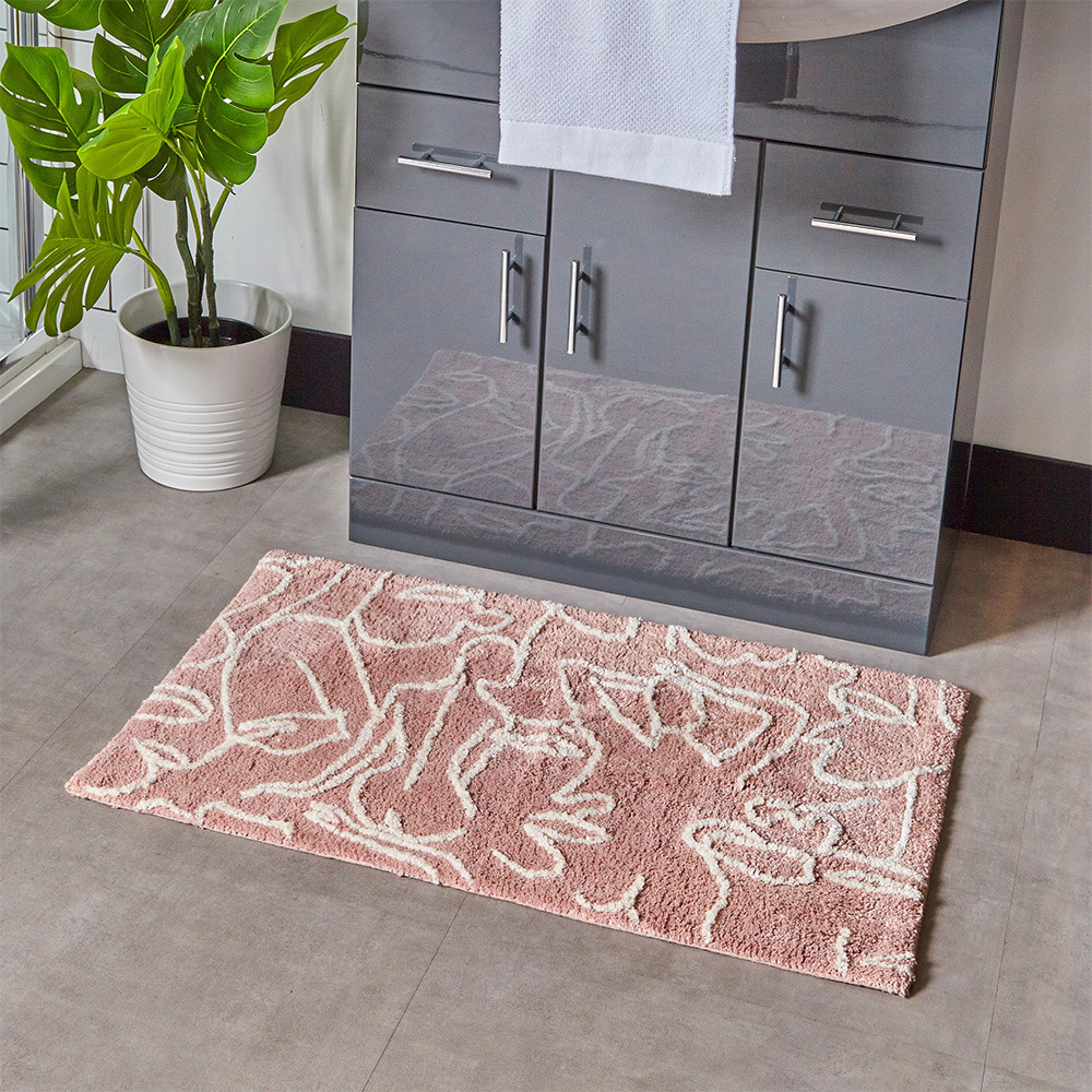 furn. Everybody Cotton Anti-Slip Blush and Cream Bath Mat Image 2