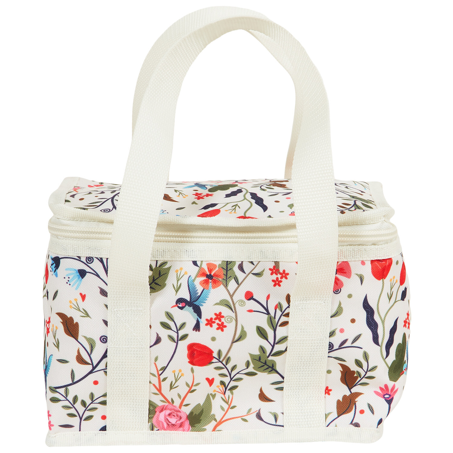 Light or Dark Floral Insulated Lunch Bag - White or Navy Image 1