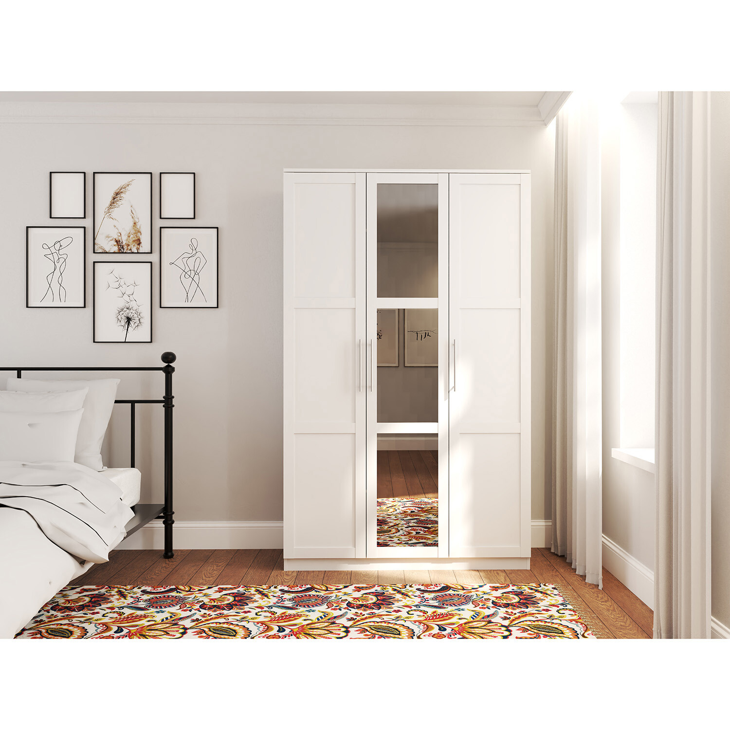 Burford 3 Door White Wardrobe Image 2