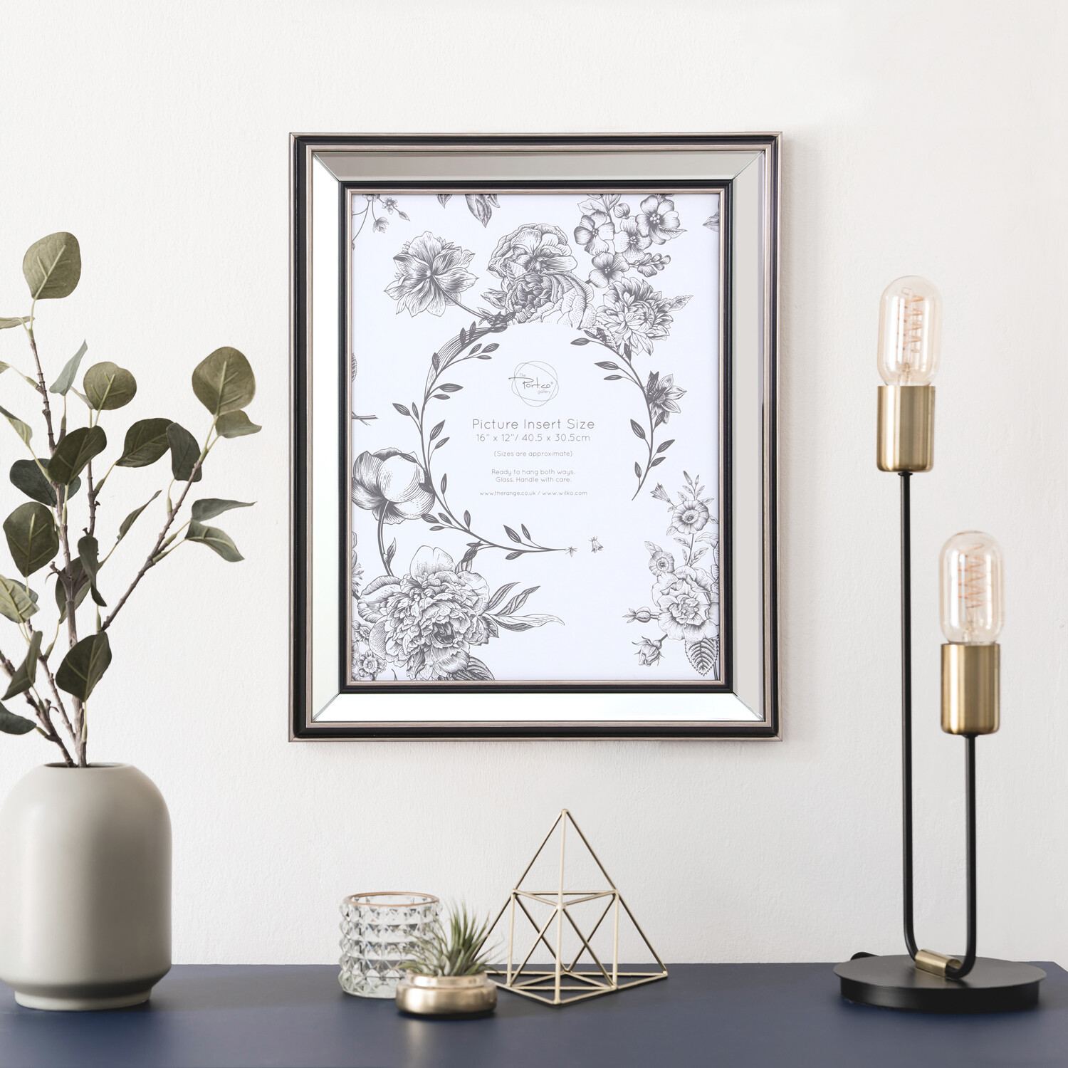 Mode Mirrored Photo Frame Silver 16 x 12in Image 2