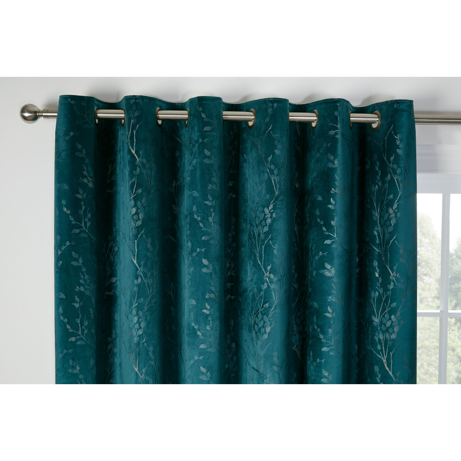 Divante Teal Avery Velvet Eyelet Curtains 229 x 168cm Image 3