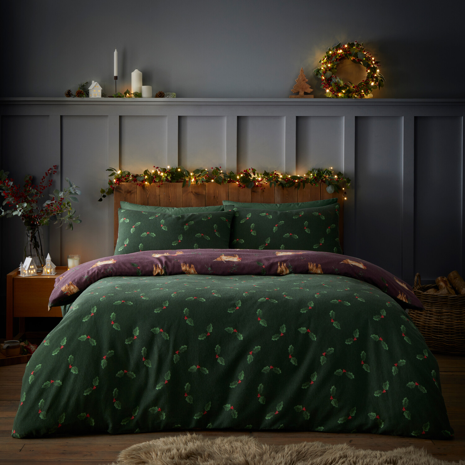 Burgundy Christmas Highland Cows Duvet Set Burgundy Image 5