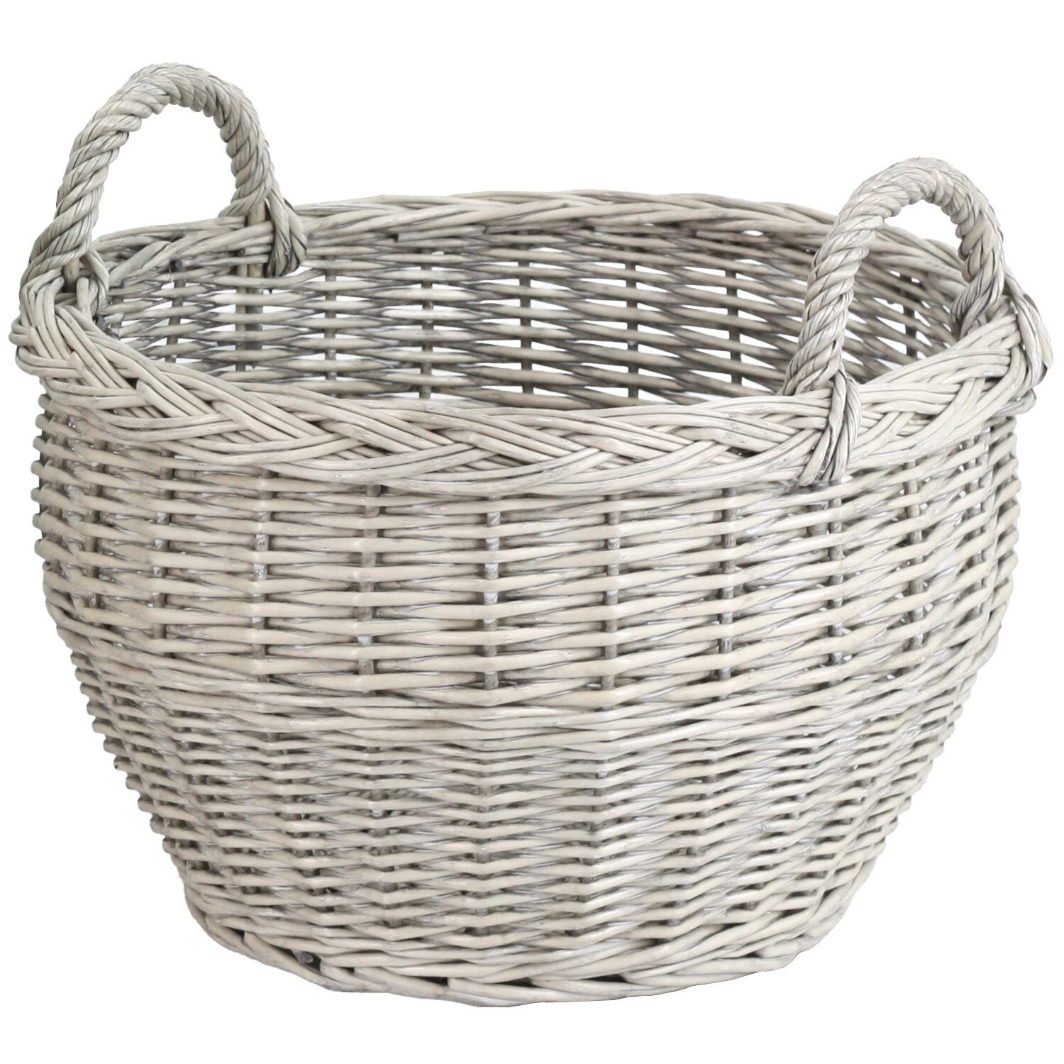 Medium Wicker Log Basket - Greywash Image