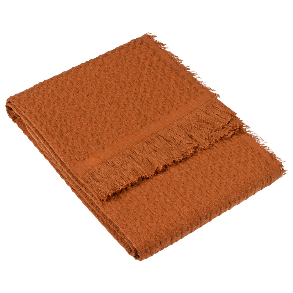 Yard Abel Pecan Waffle Fringed Throw 130 x 180cm Image 1