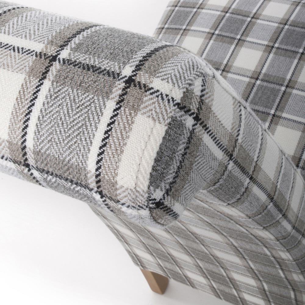 Krista Set of 2 Herringbone Check Cappuccino Roll Back Dining Chair Image 4