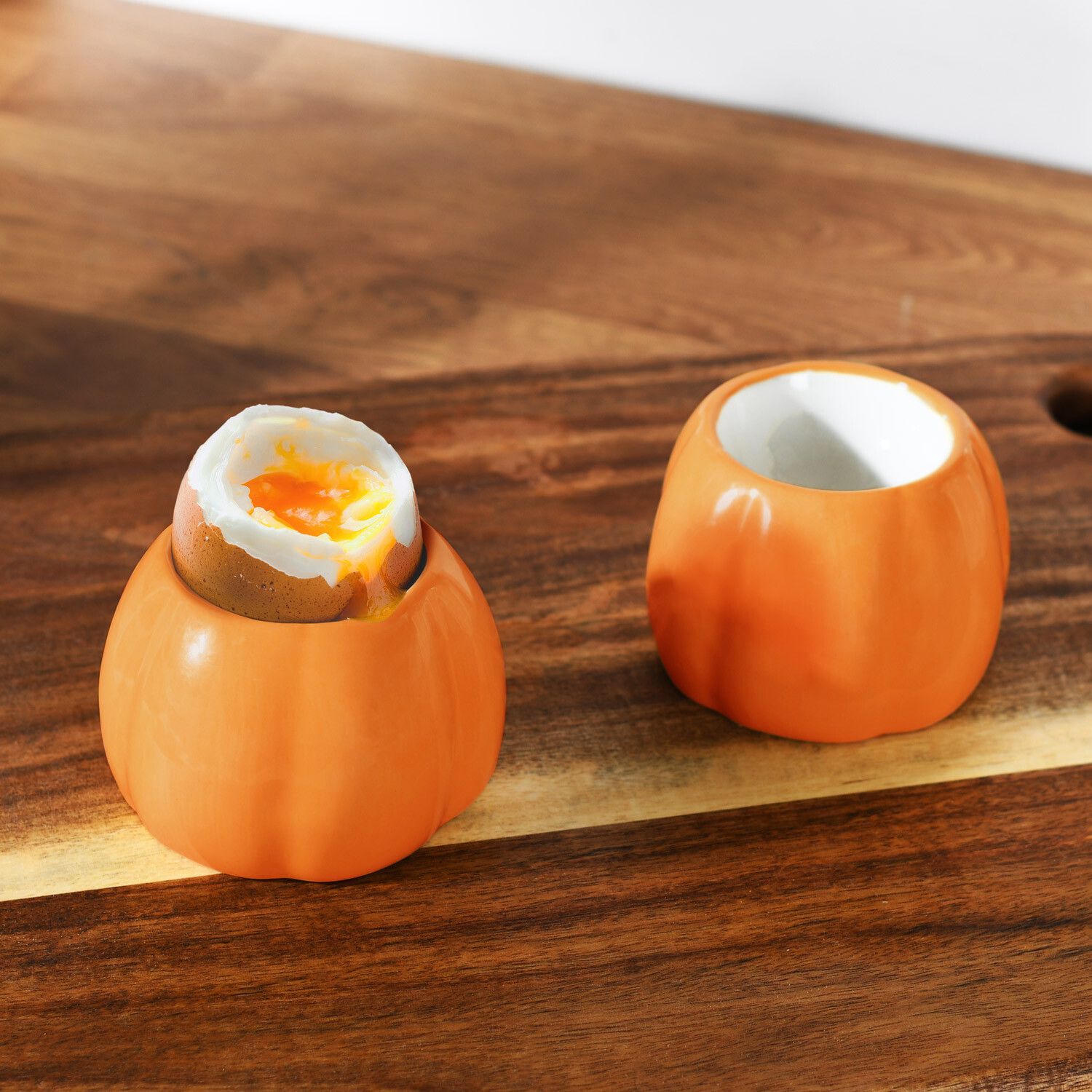 Set of 2 Pumpkin Egg Cups Orange Image 2