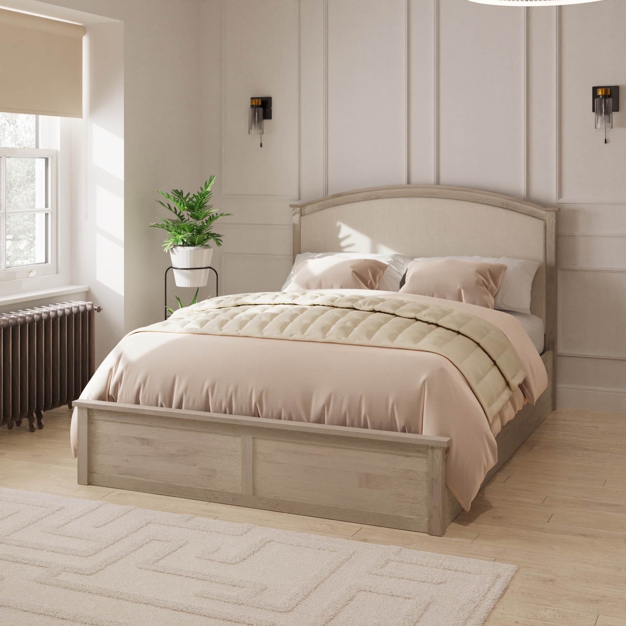 GFW Madrid Double Limed Oak Ottoman Bed Image 8
