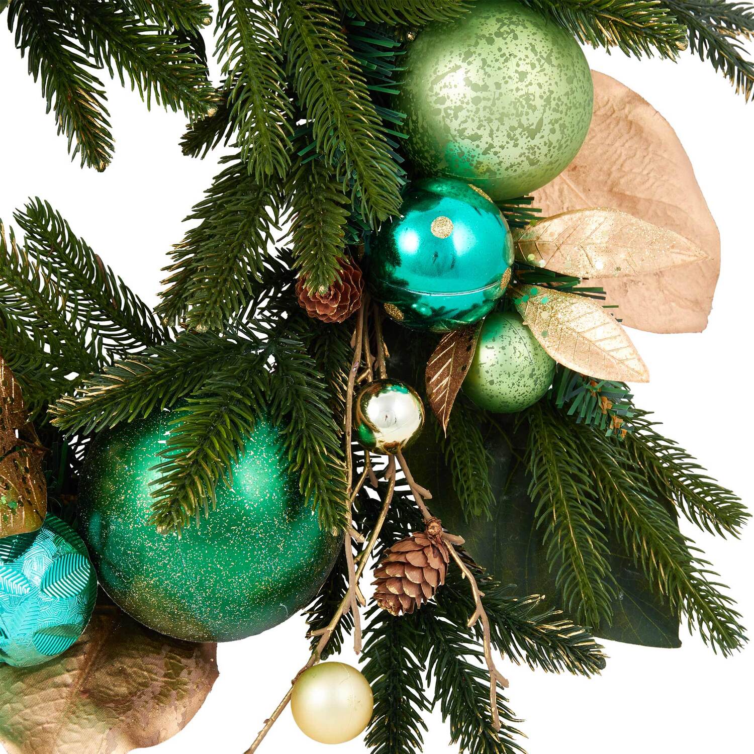 Emerald and Gold Bauble Wreath - Emerald and Gold Image 4