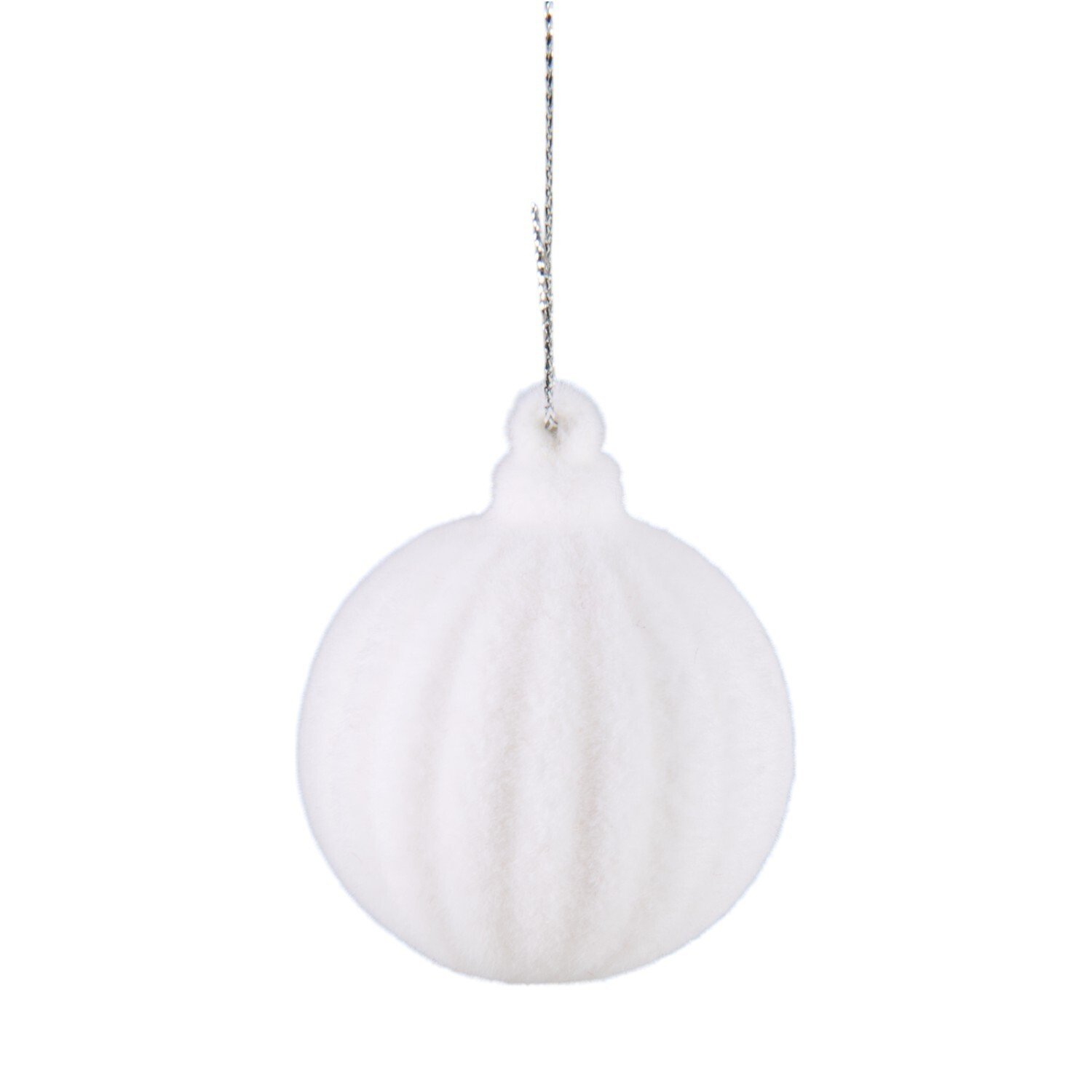 Set of 3 Flocked BaublesWhite Image 3