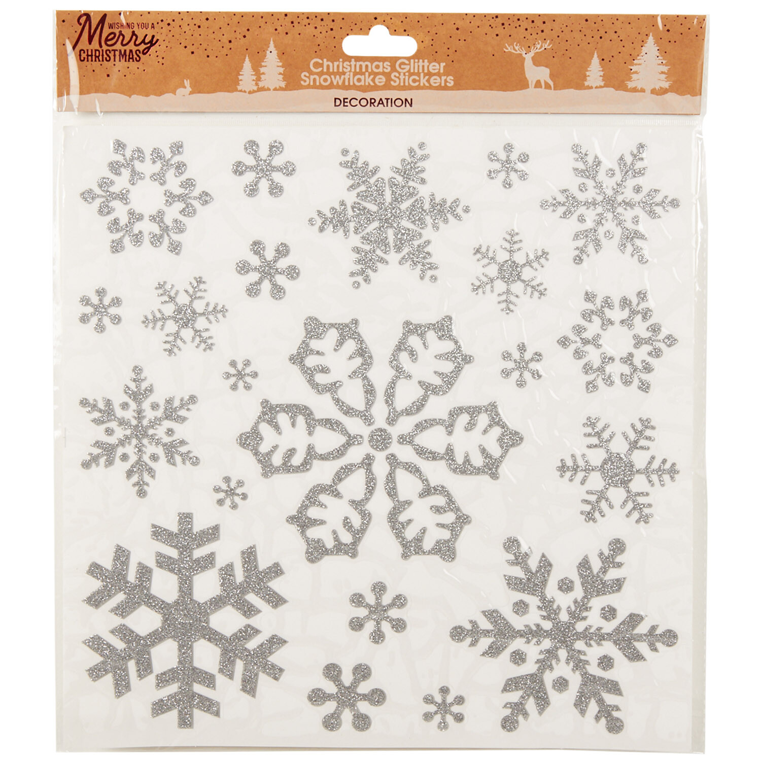 Christmas Glittery Snowflake Stickers  - Silver or Gold Image 1