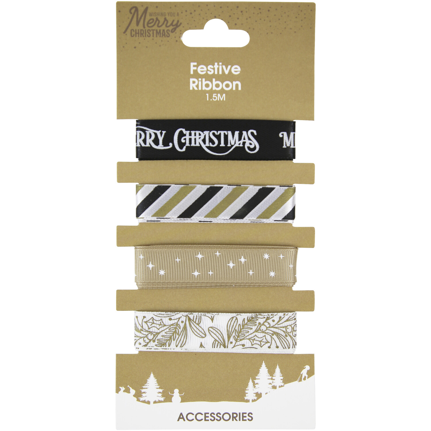 Pack of 4 Festive Ribbon Black and Gold Image