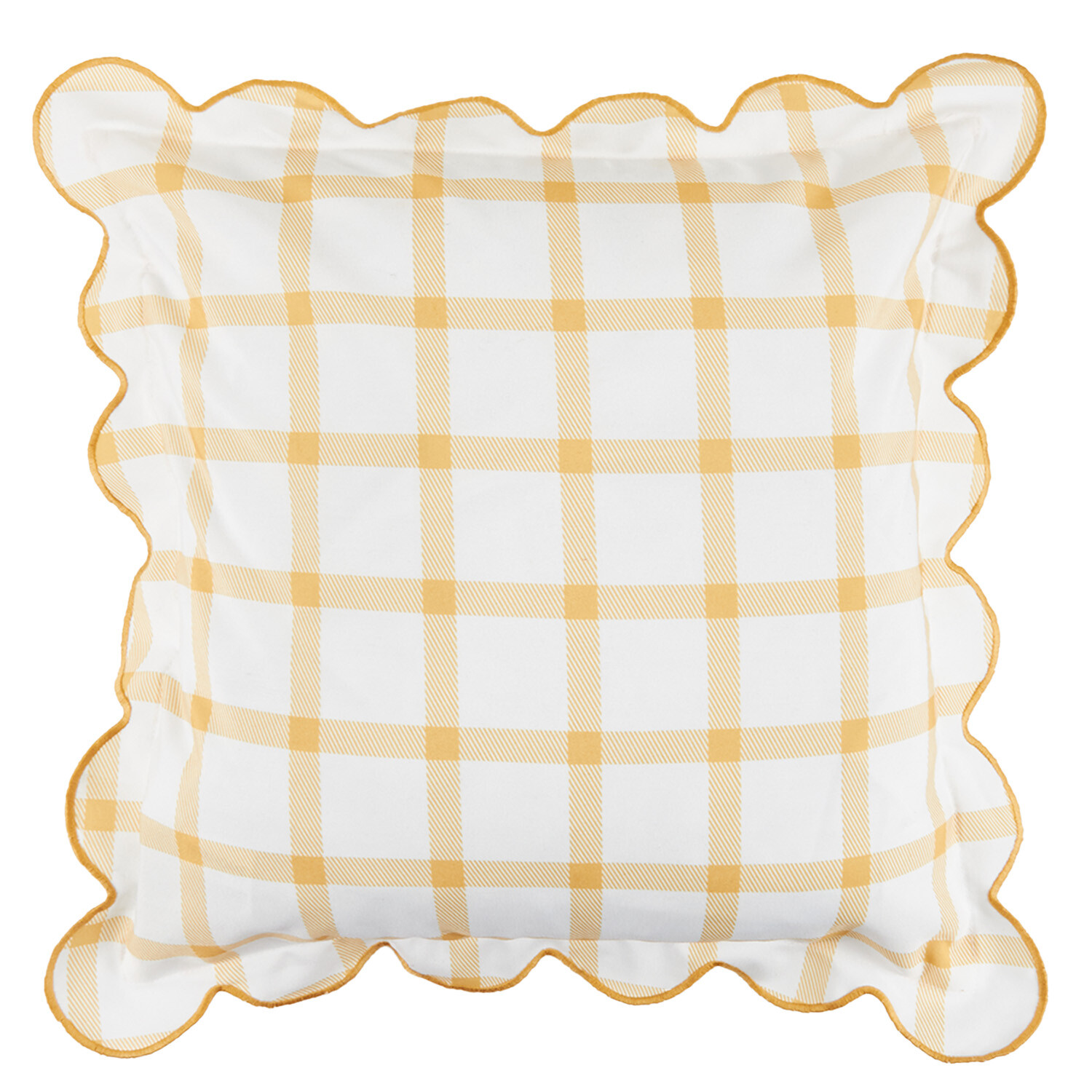 Portland Check Cushion - Ochre and White Image 1