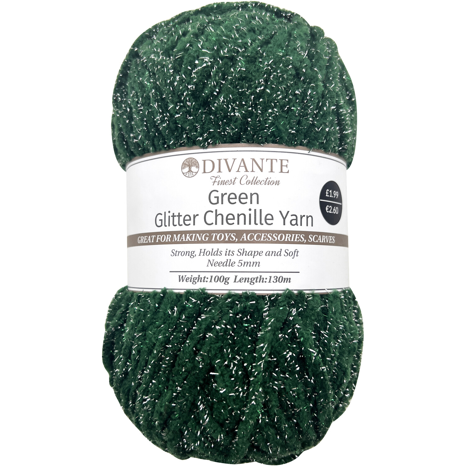 Soft Glitter Chenille Yarn Green Image 2