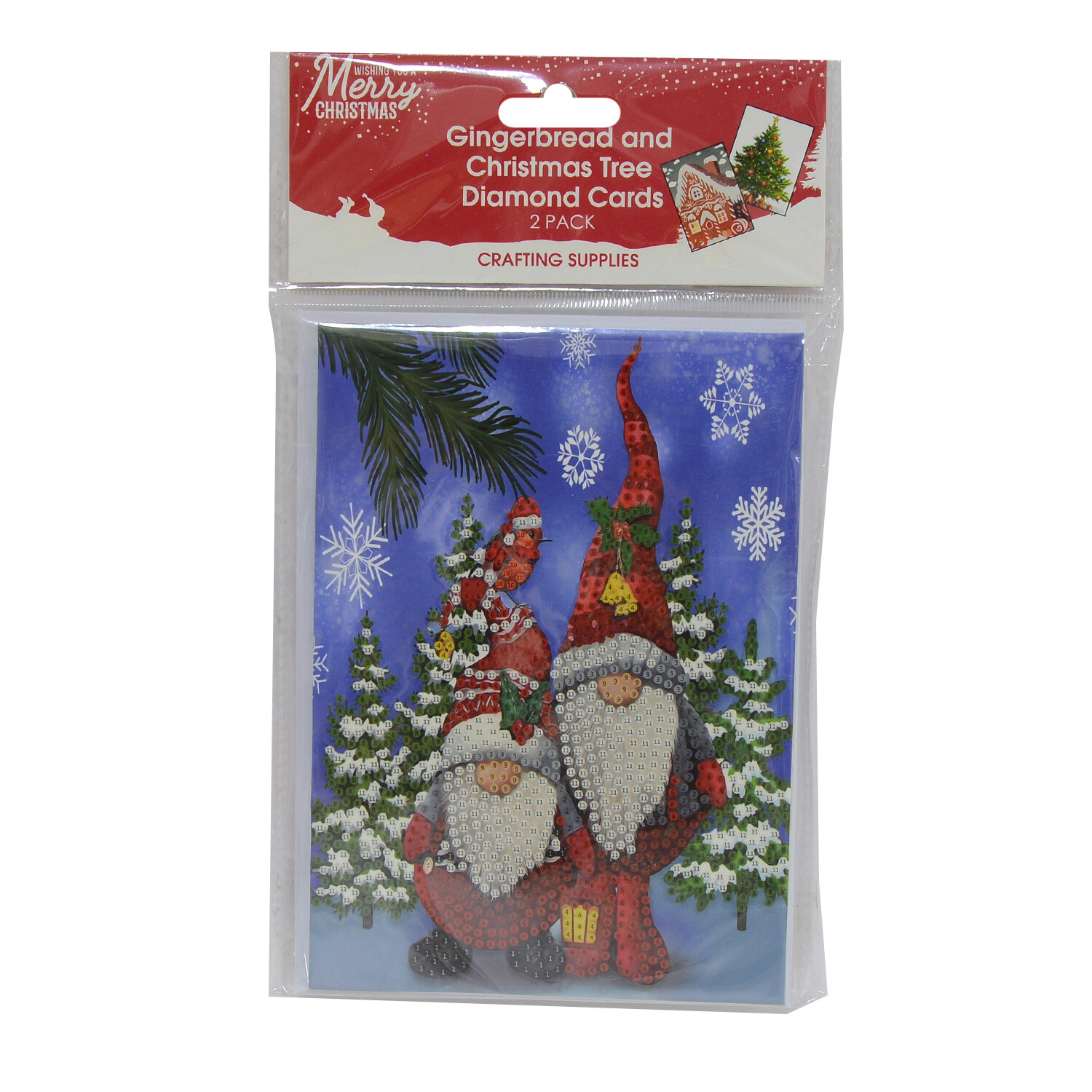 Pack of 2 Christmas Diamond Cards - Robin and Santa Image 3