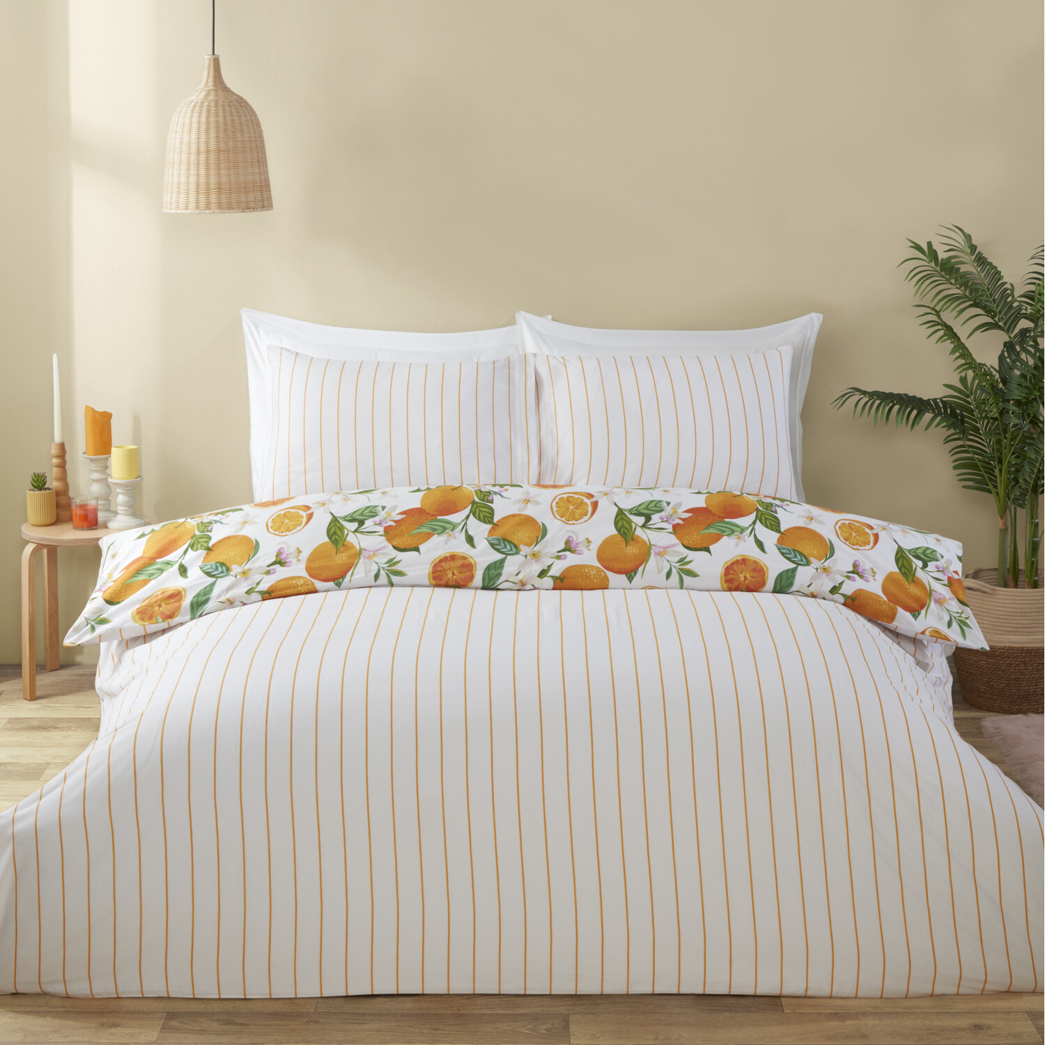 Seville Orange Duvet Set White and Orange Image 2