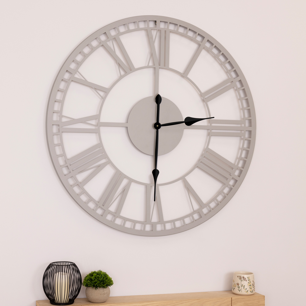 Charles Bentley Malham Grey Round Skeleton Indoor and Outdoor Wall Clock 90cm Image 7