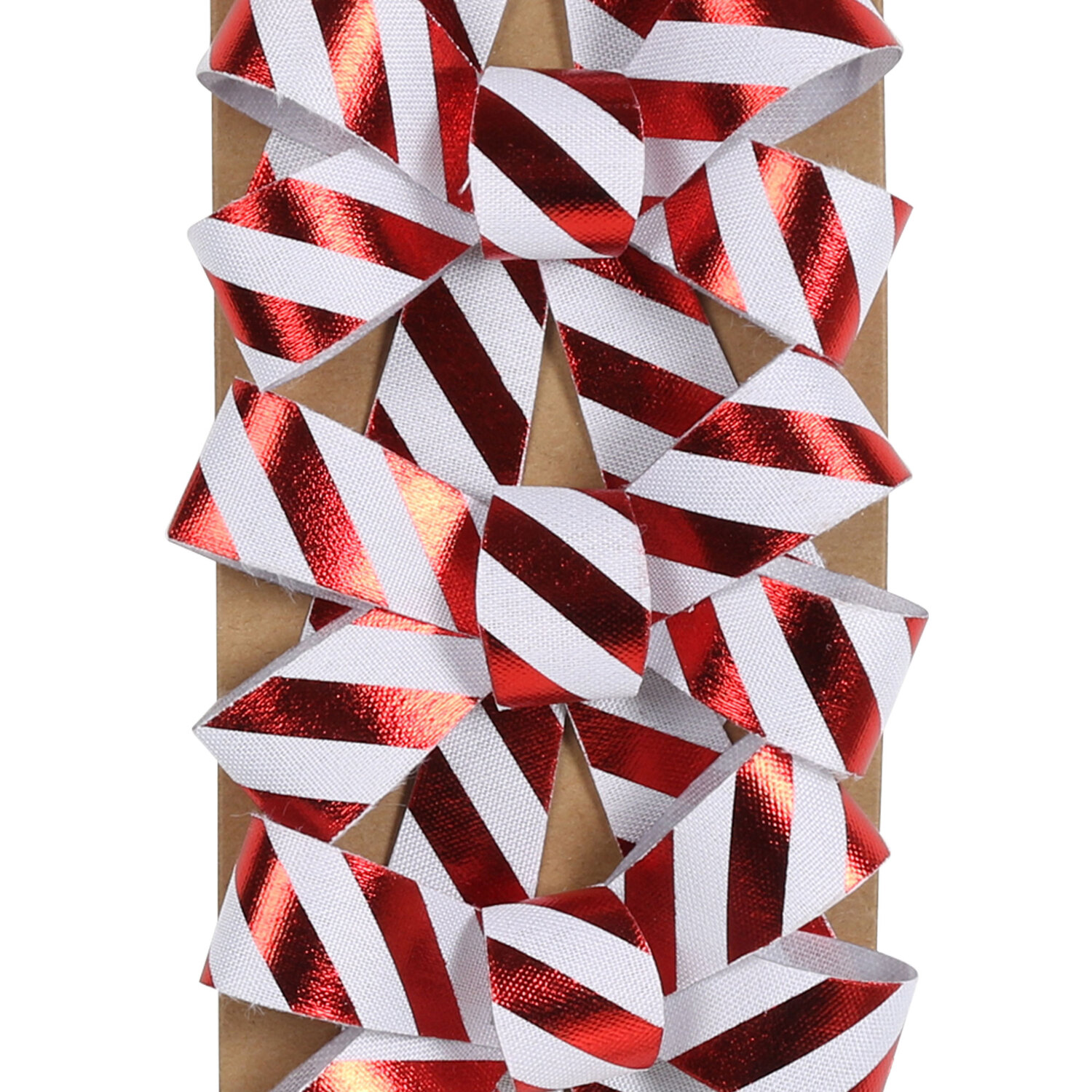 Set of 4 Red Striped Bows - Red Image 2