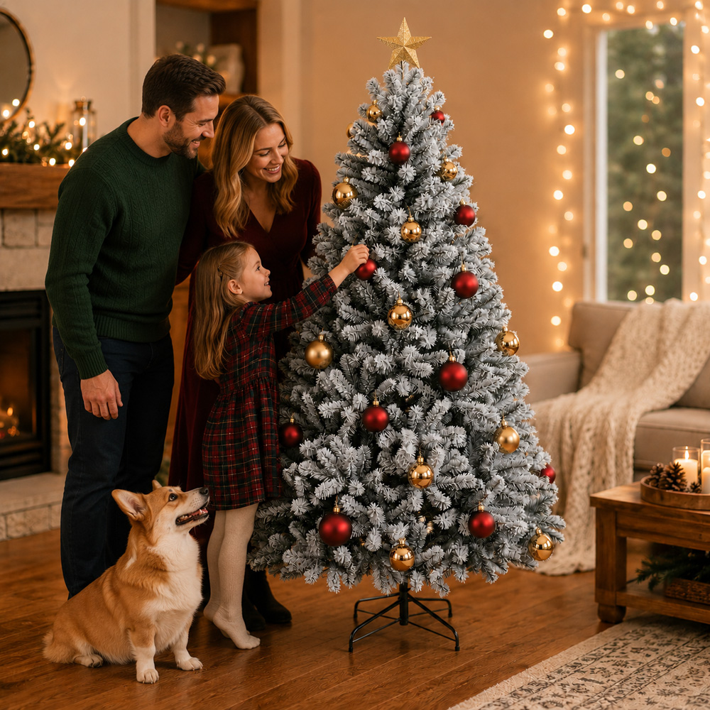 Festive Christmas Snow Covered Fir Artificial Christmas Tree 6ft Image 4