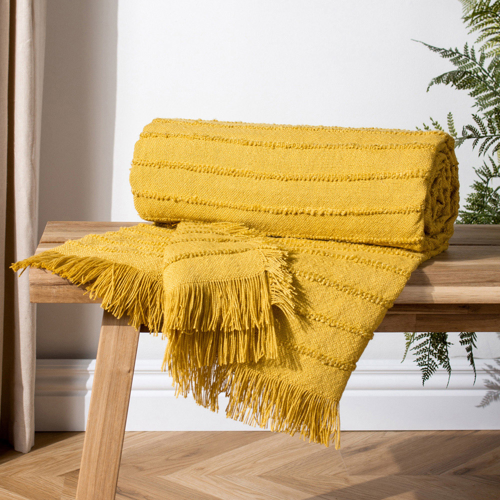 furn. Hazie Pomelo Woven Fringed Throw 130 x 180cm Image 2