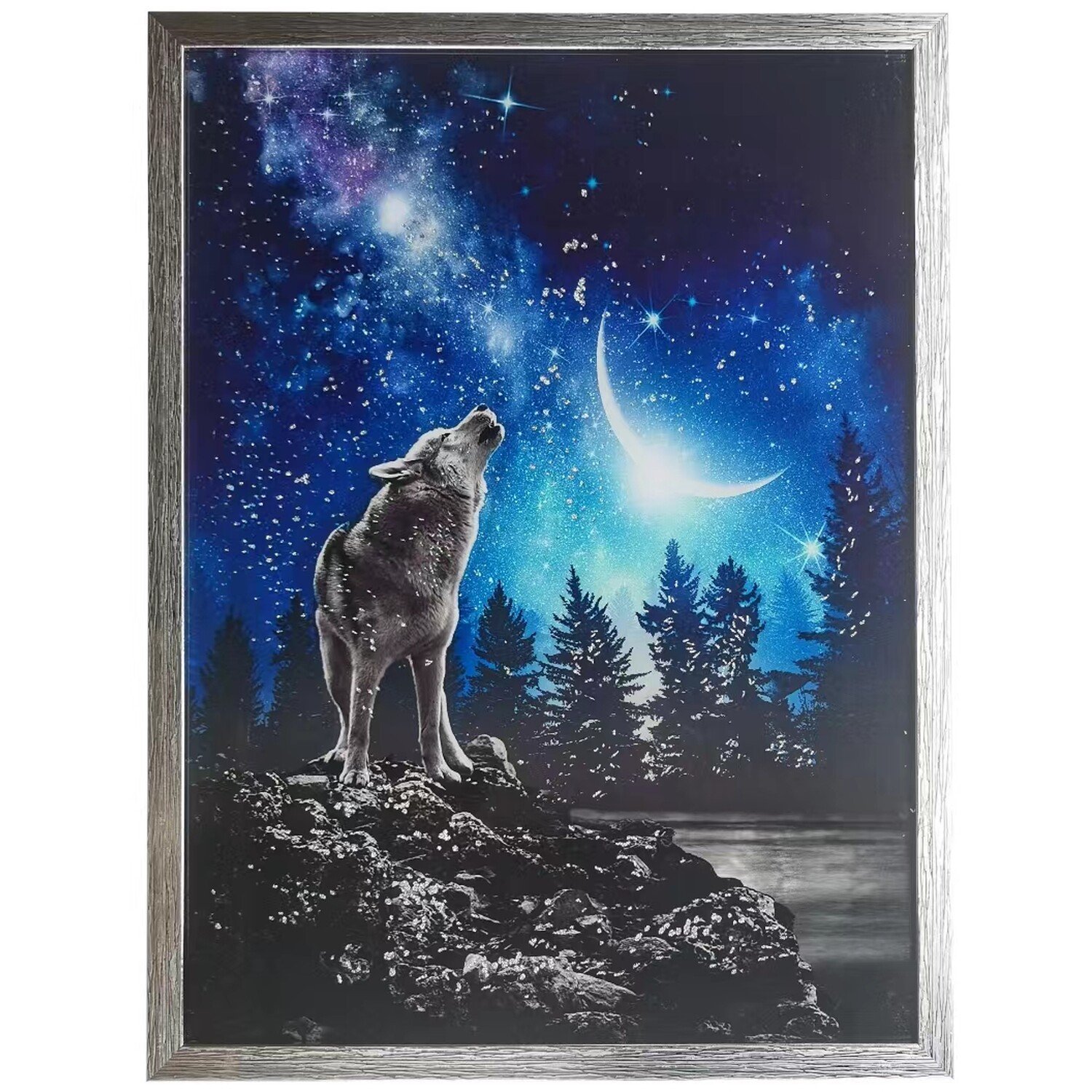 Twilight Wolves Glitter Art - Navy Image 2