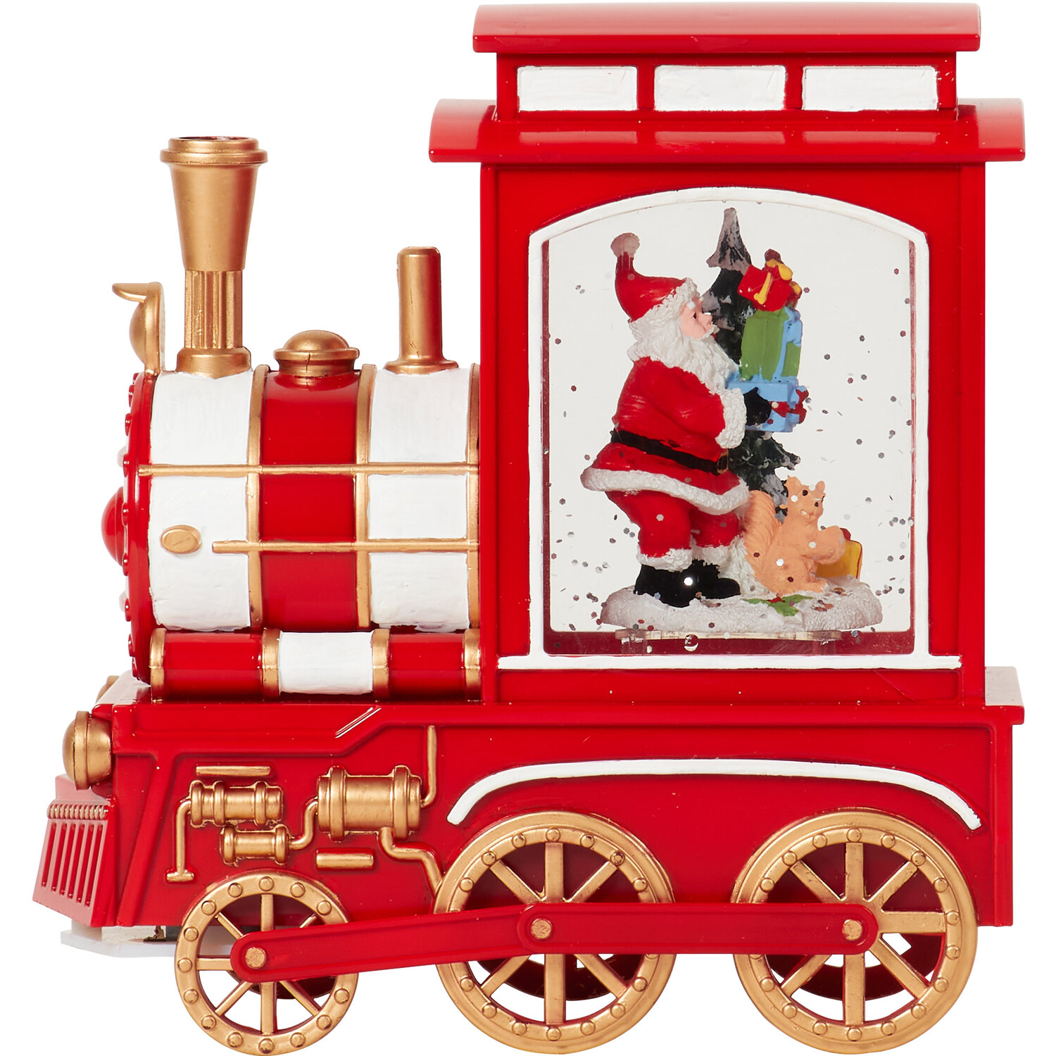 LED Glitter Spinning Santa's Train - Red Image 3