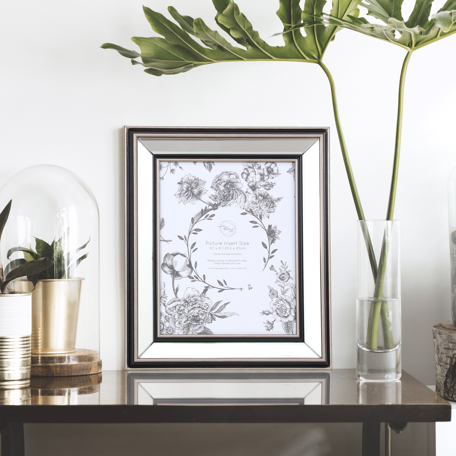 Mode Mirrored Photo Frame Silver 10 x 8in Image 2