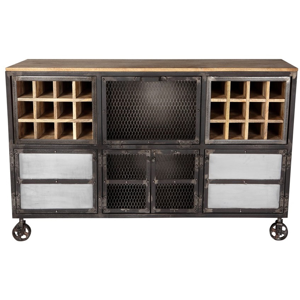 Brooklyn Daisy 4 Door Bar Cabinet with Wine Rack Image 2