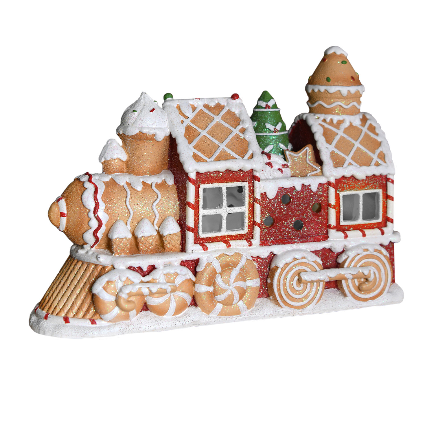 Candy Cane Lane Brown LED Gingerbread Train Decoration Image 2