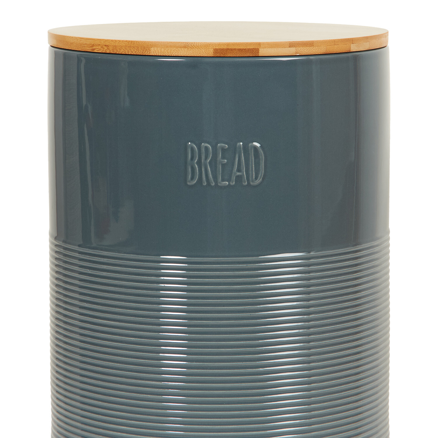 Embossed Ribbed Bread Canister - Slate Blue Image 2