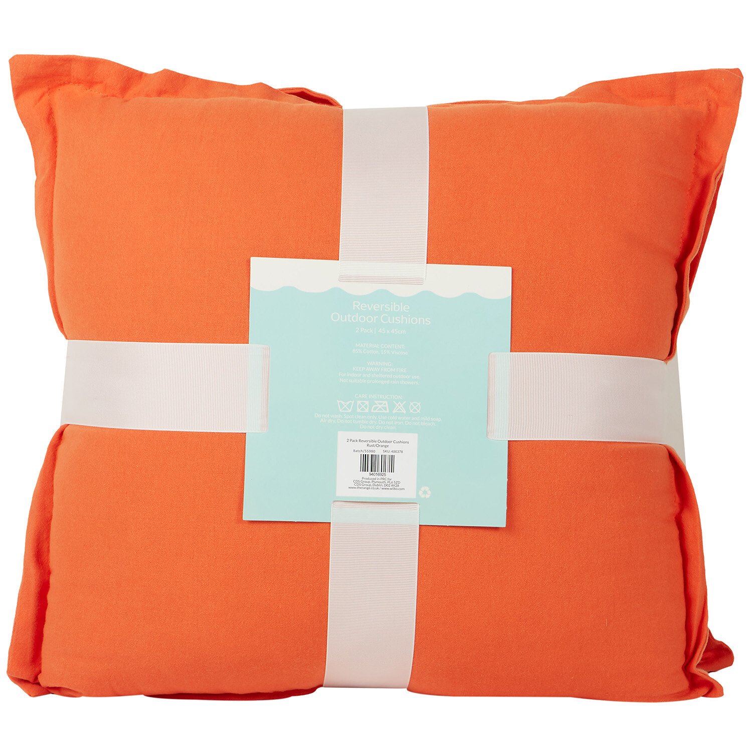 Pack of 2 Reversible Outdoor Cushions - Rust Image 4