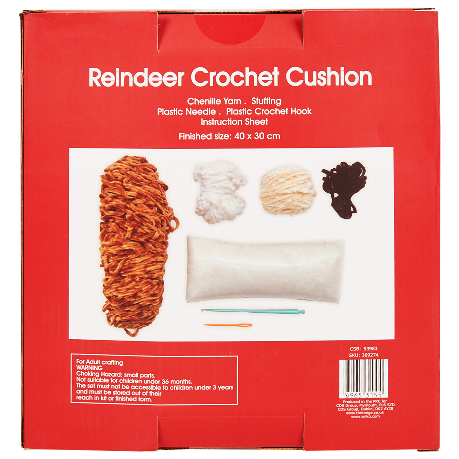Reindeer Crochet Cushion - Brown Image 2