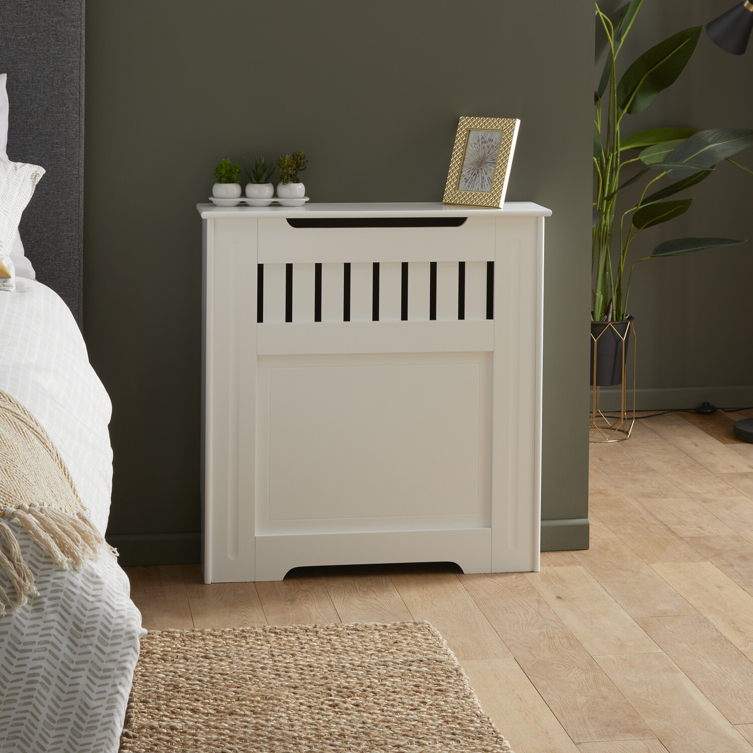 Shaker Style Radiator Cabinet White Mini Image 4