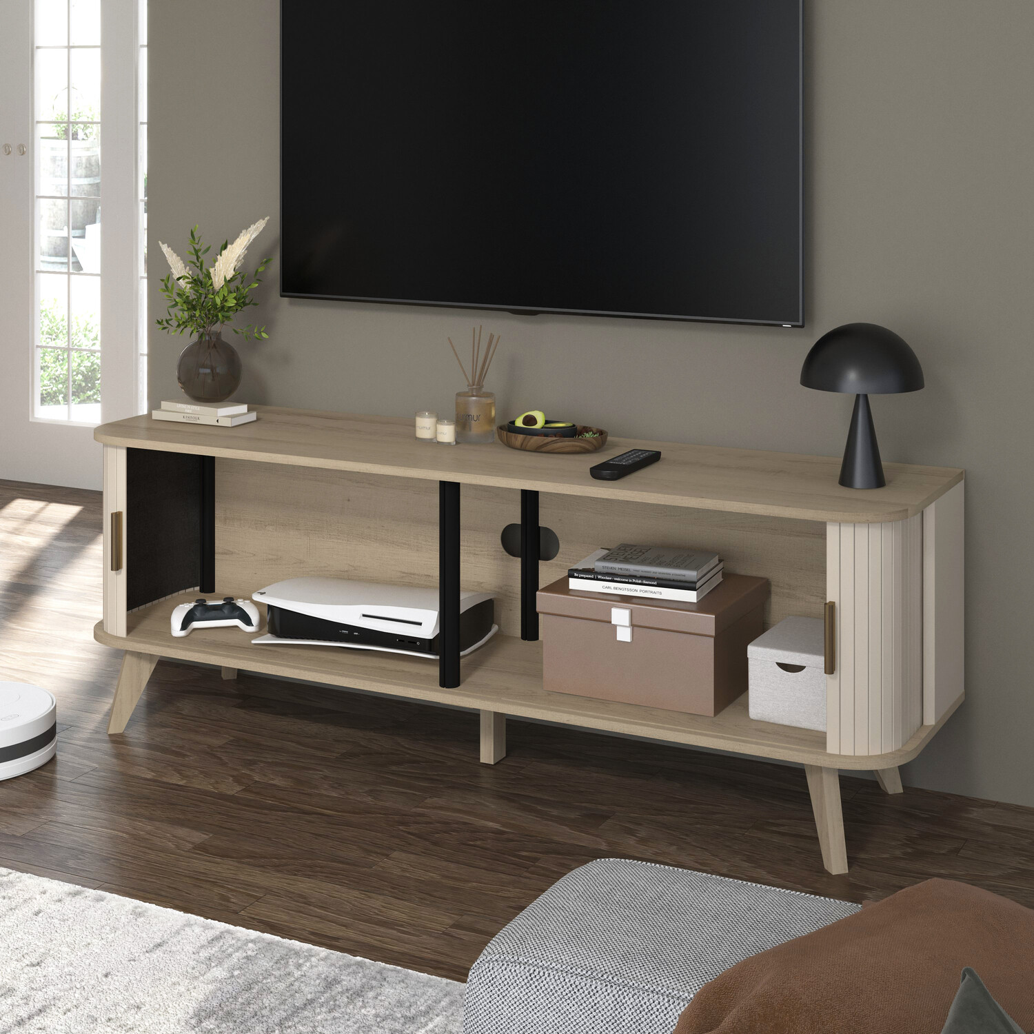 Tv Unit Neutral Mateo Sliding Door TV Unit Neutral | Homebase