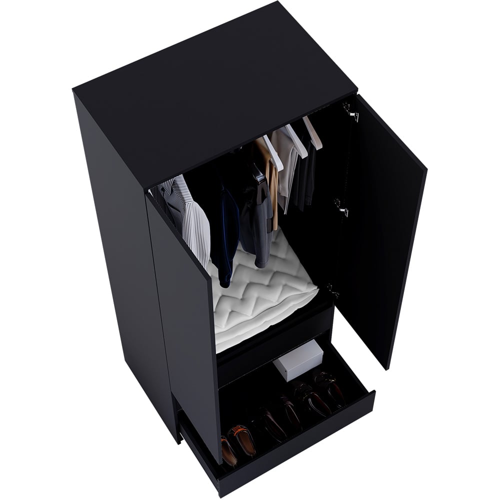 Vida Designs Denver 2 Door 2 Drawer Black Wardrobe Image 6