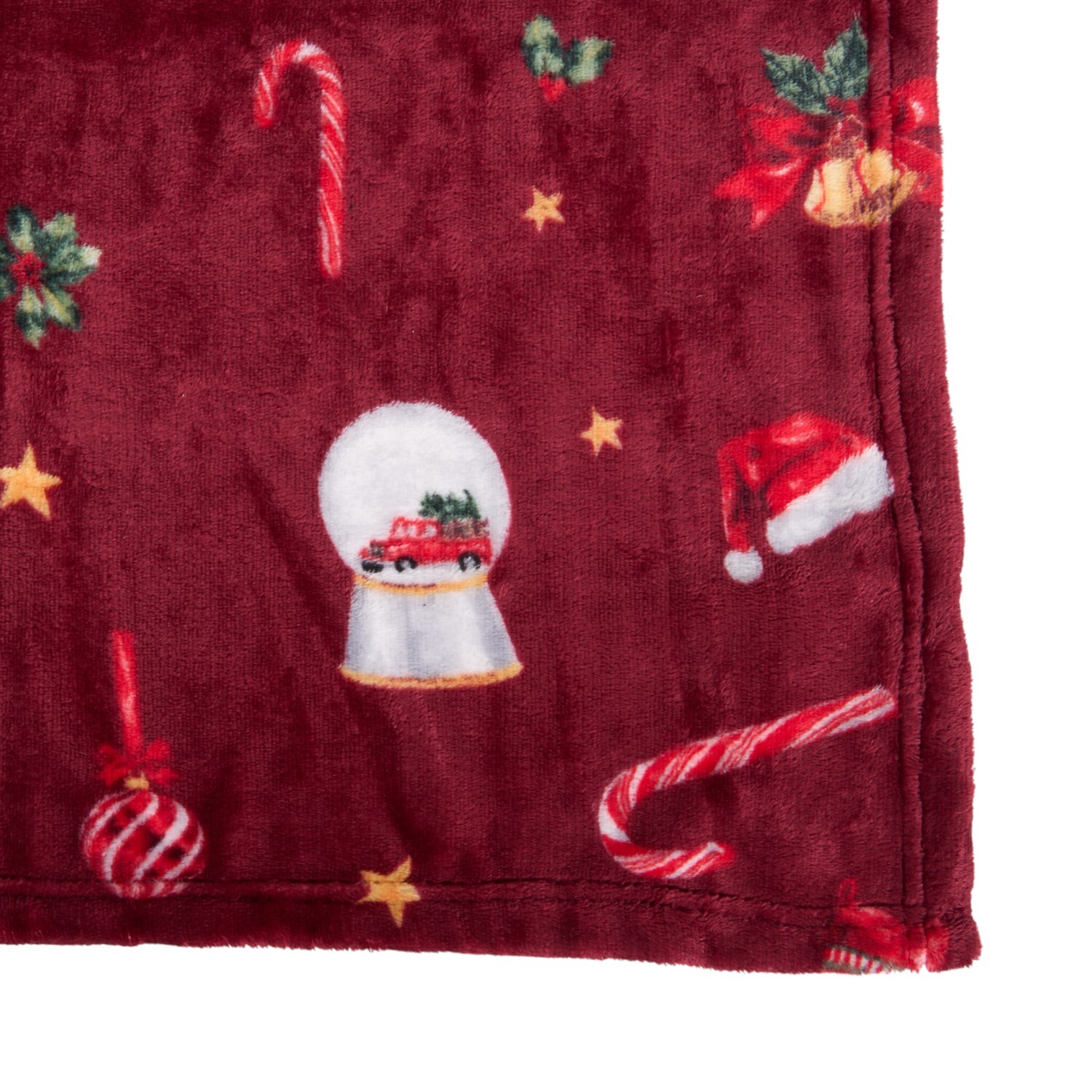 Festive Santa Fleece Throw Red Image 4