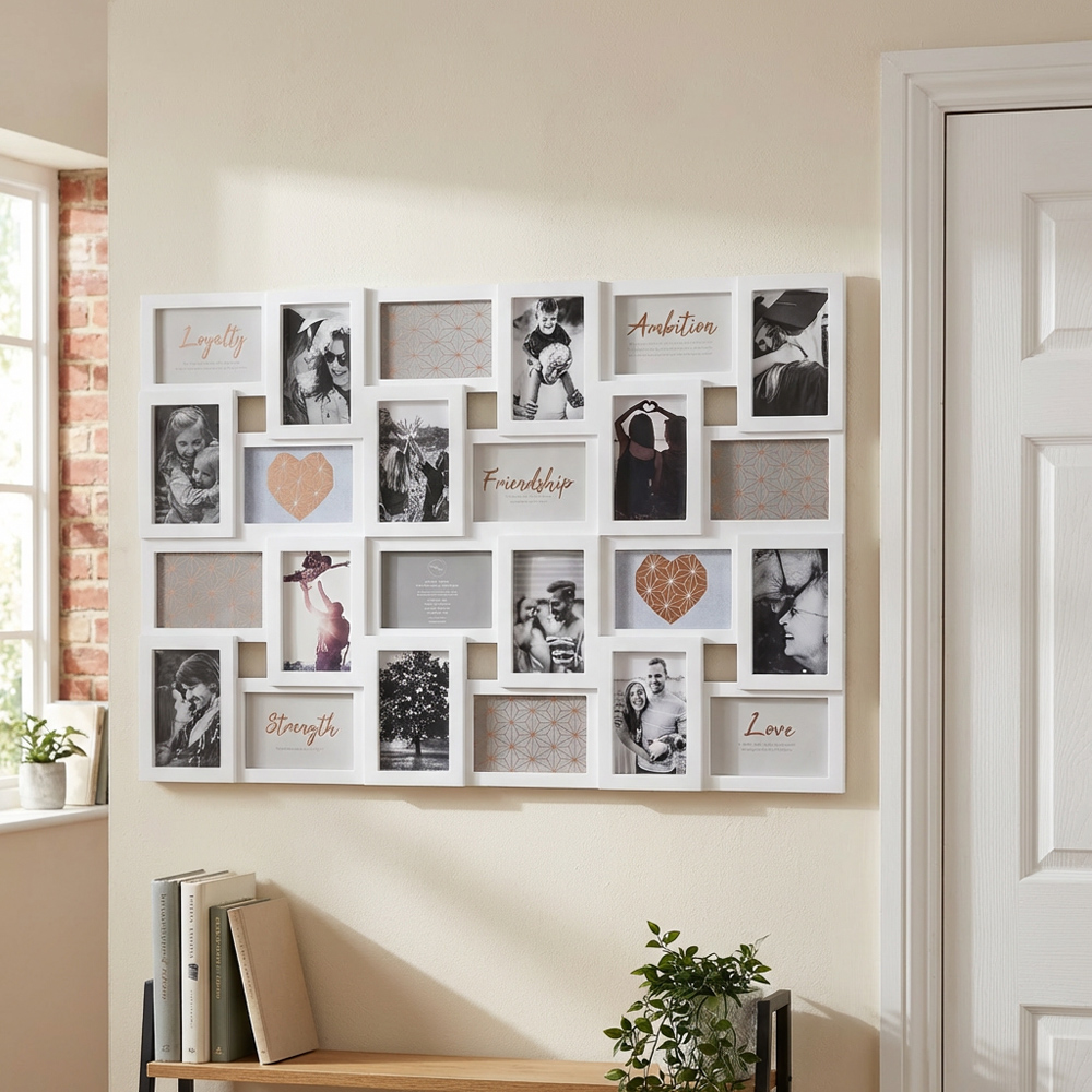 Hendon White 24 Multi Aperture Photo Frame | Homebase