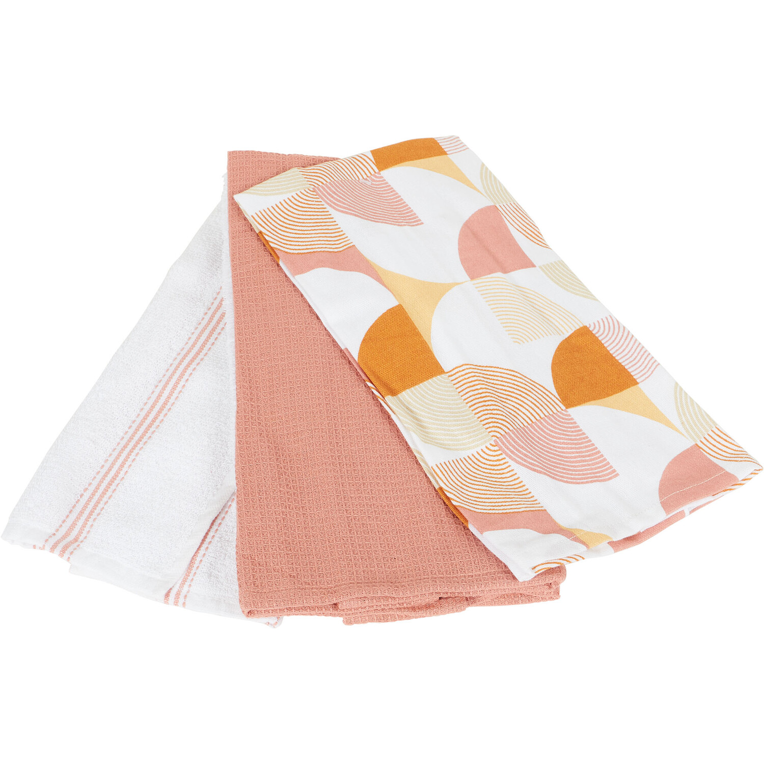 Pack of 3 My Home Pink Geo Print Tea Towels - Pink Image 3