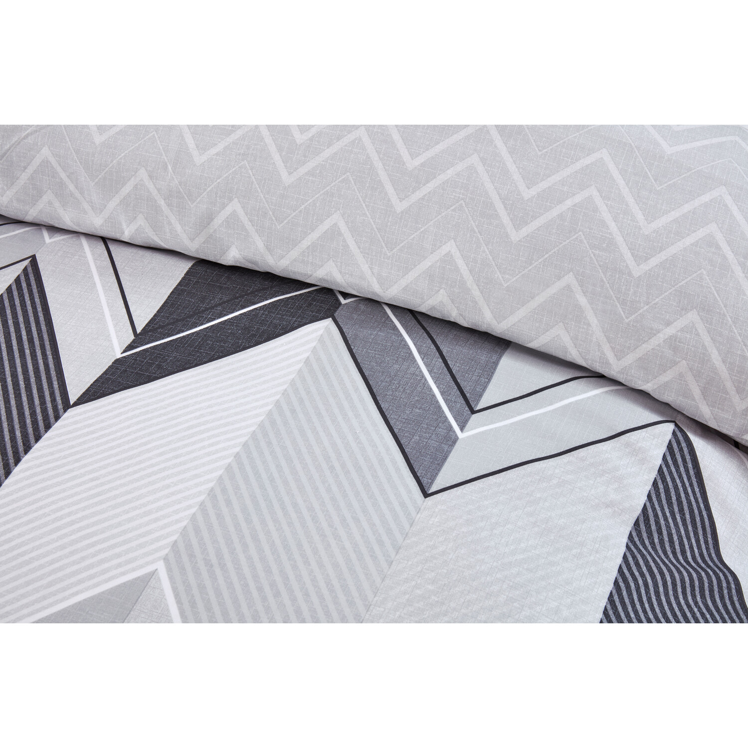 My Home Chevron Single Monochrome Duvet Set Image 5