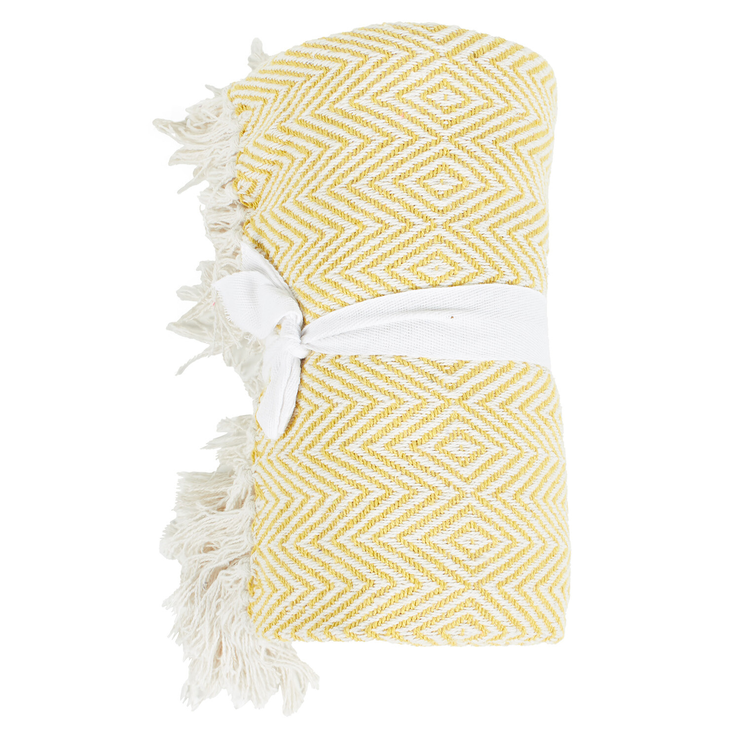 Geo Woven Throw - Yellow Image 1